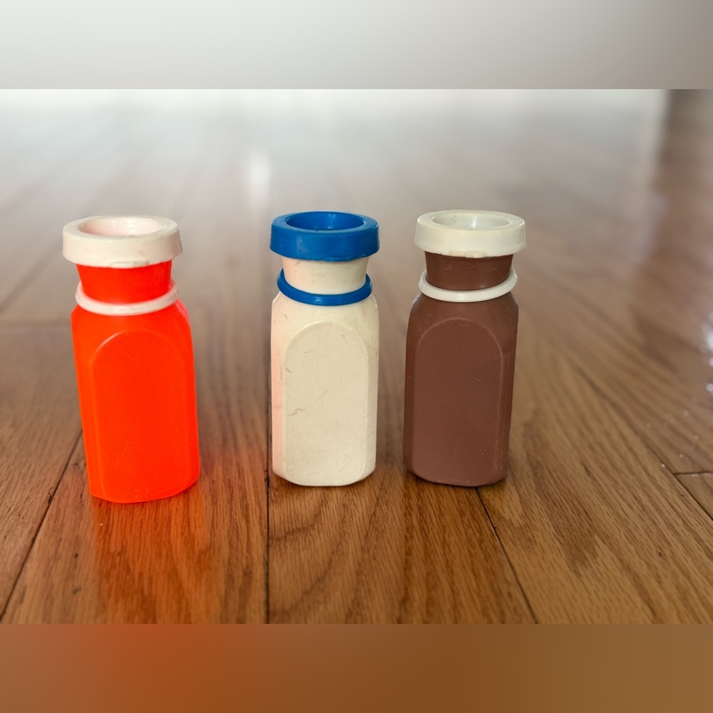 Fisher-Price vintage toy milk and juice bottles set of 3